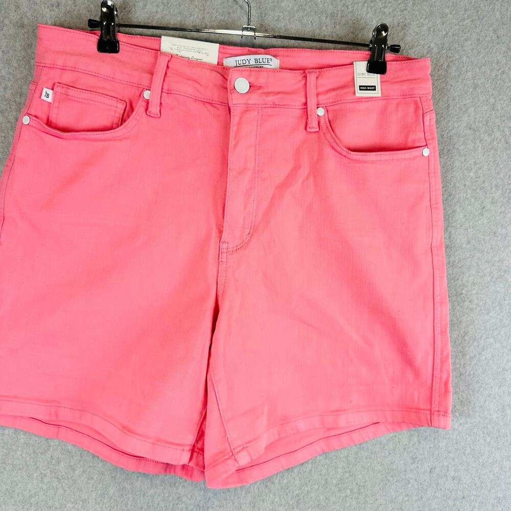New Judy Blue Womans Sz 1XL Jean Denim Short High Rise Pink Stretch Pockets NWT - Picture 3 of 10